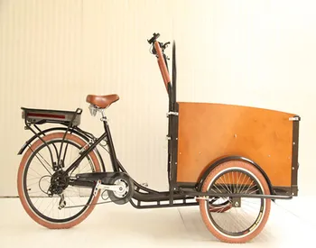 Электрический Трехколесный грузовой велосипед с педальным приводом Для семейных путешествий С грузовой коробкой