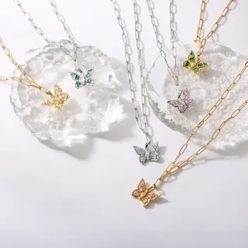 HECHENG, Роскошное ожерелье для женщин, ожерелье с бабочкой, Блестящая двойная цепочка, подвеска на ключицу, подарок на годовщину, ювелирные ожерелья для