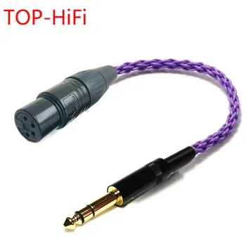 TOP-HiFi 6.35mm1/4 Штекер к 4-контактной XLR-розетке Сбалансированного Подключения аудиокабеля TRS 6,35 мм к посеребренному разъему XLR
