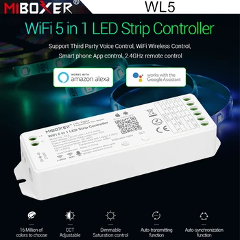 Miboxer WL5 2,4 G 15A 5 В 1 WiFi светодиодный контроллер Для одноцветной CCT RGB RGBW RGB + CCT светодиодная лента С Поддержкой Alexa Voice