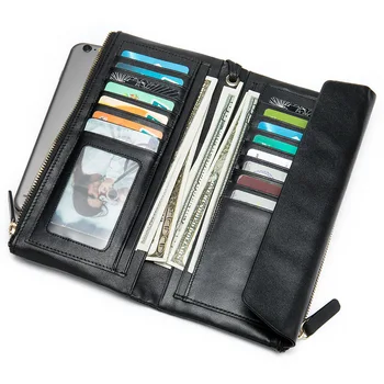 Женский длинный кошелек из натуральной кожи с блокировкой RFID, женские сумки, удостоверение личности, держатель кредитной карты, кошельки для монет, клатч, ручная сумка для дам