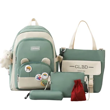 Школьный рюкзак из четырех предметов, женский ins, корейская версия, рюкзак большой емкости для младших школьников, Новый маленький свежий