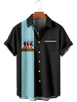 2021, мужская рубашка с коротким рукавом и лацканами, большой Размер, Парк развлечений, 3D печать, мужская рубашка с карманами