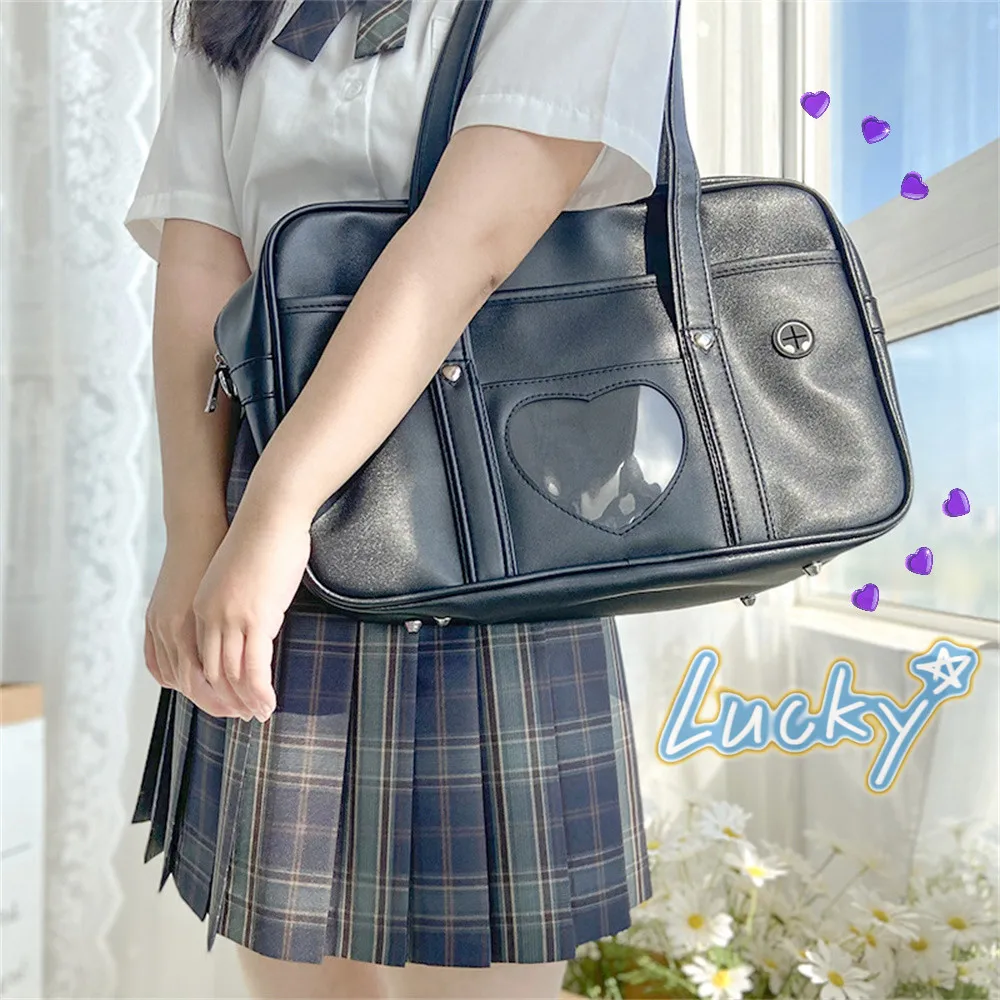 Сумка в стиле Лолиты с сердечком, униформа JK, сумка через плечо в ретро-британском стиле, простая студенческая сумка в стиле колледжа